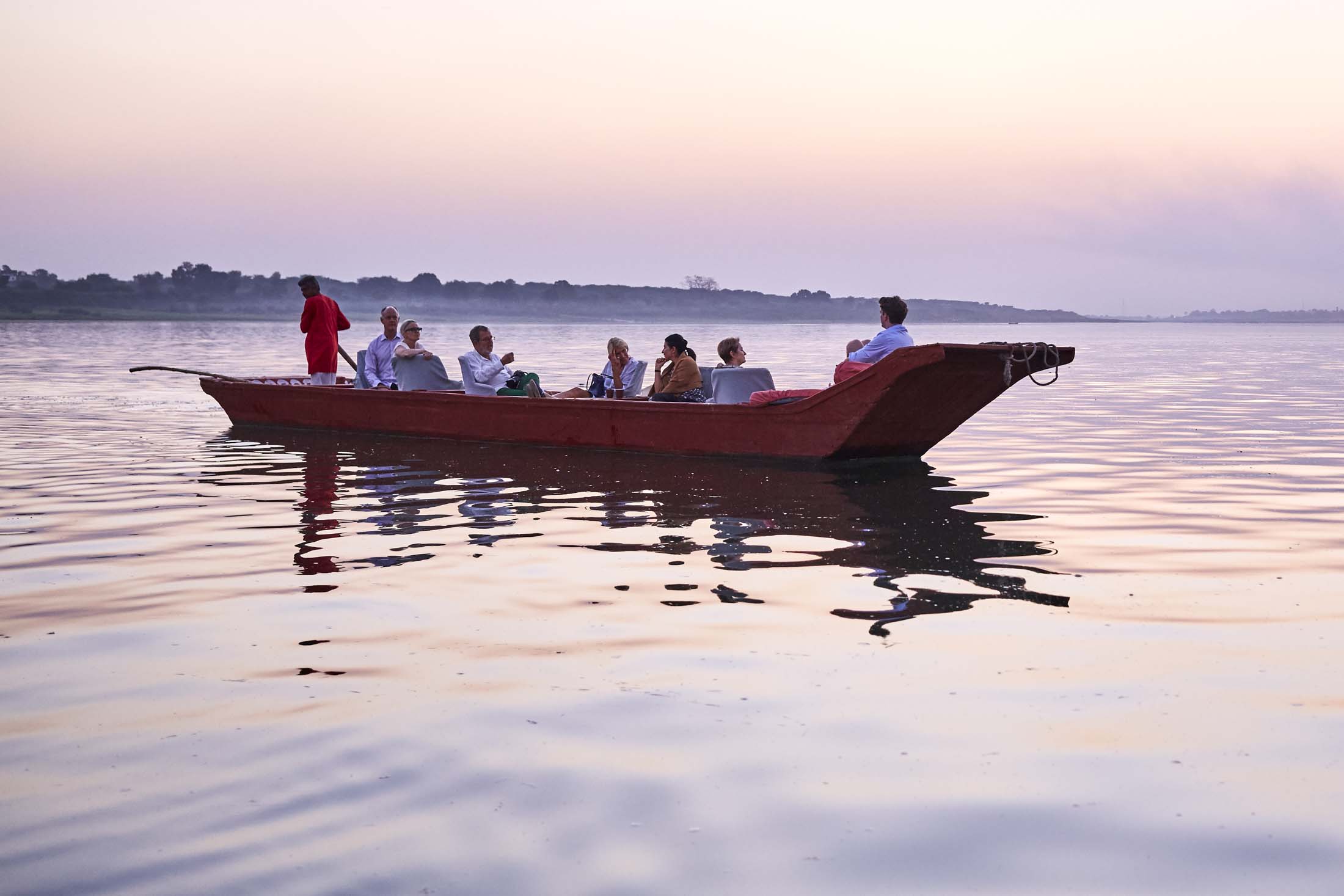 Prior Members On A Boat In Maheshwar Ahiyla Fort.