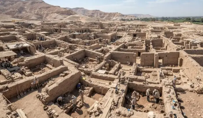 Excavation site of the 3,000-year-old 'Lost Golden City' (Rise of Aten) discovered in Luxor.