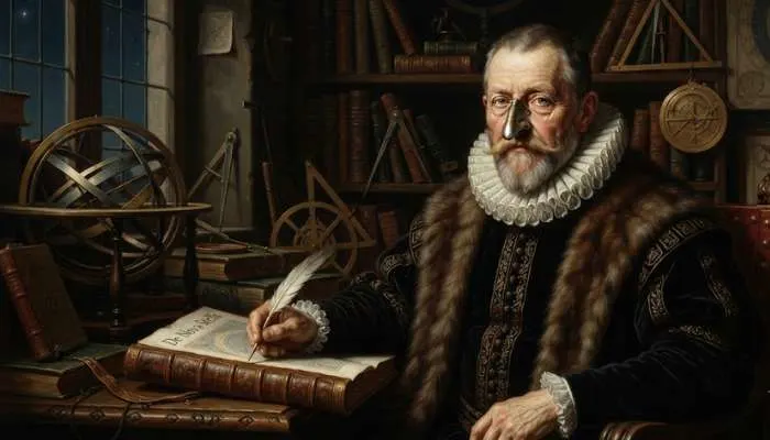 Portrait of astronomer Tycho Brahe showing his famous metal prosthetic nose.